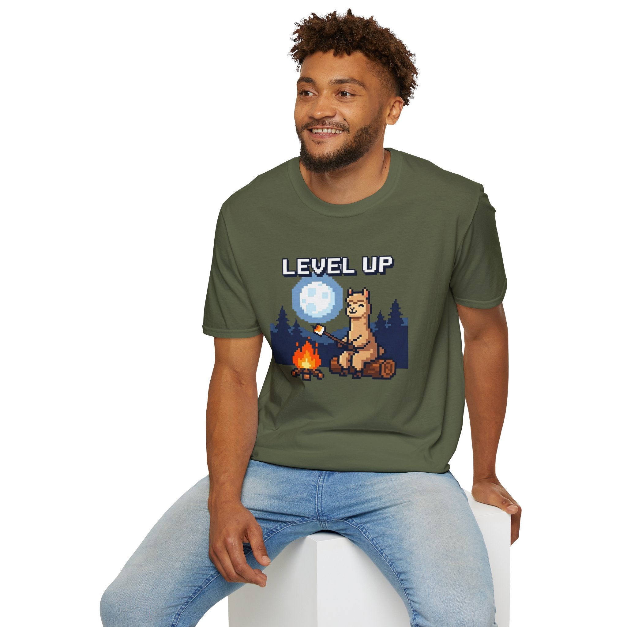 Level Up Alpaca Campfire T-Shirt