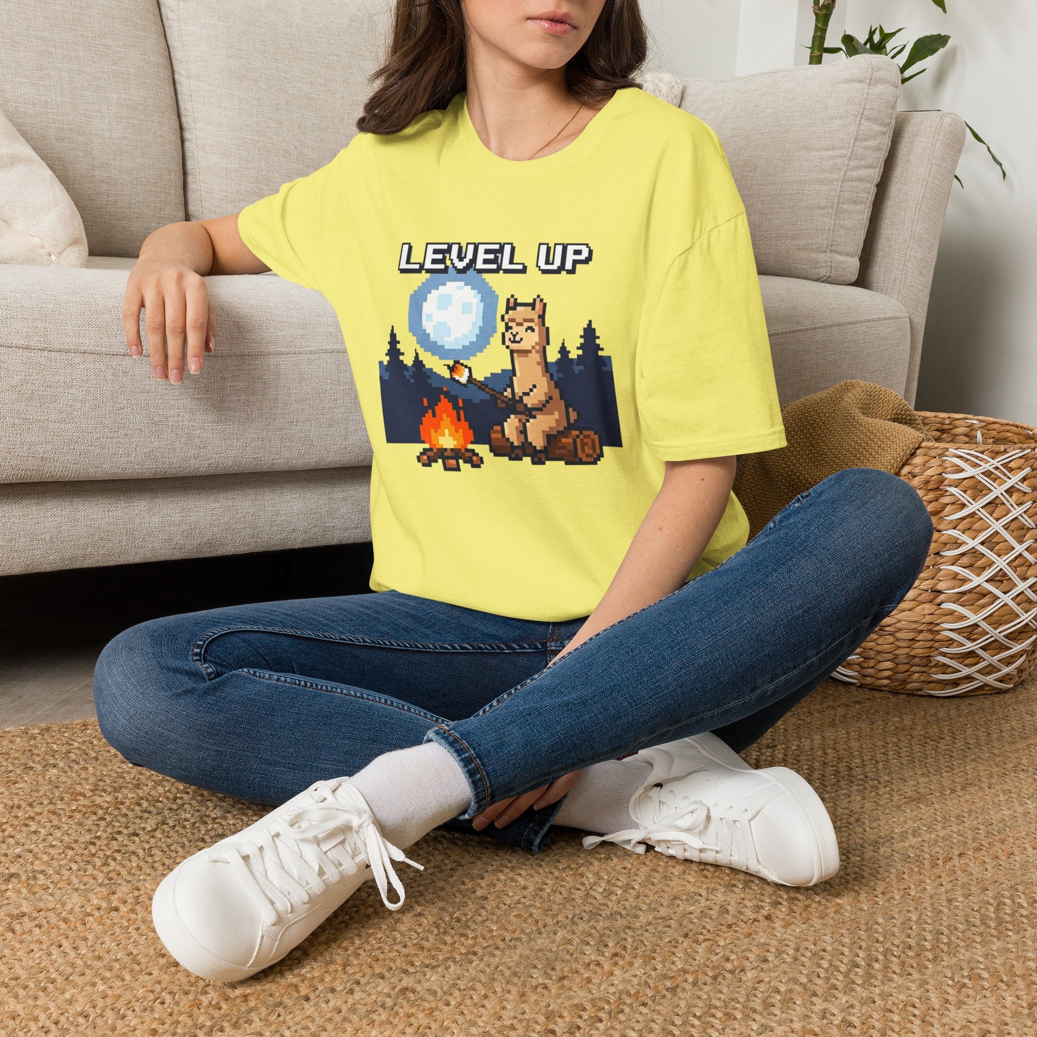 Level Up Alpaca Campfire T-Shirt