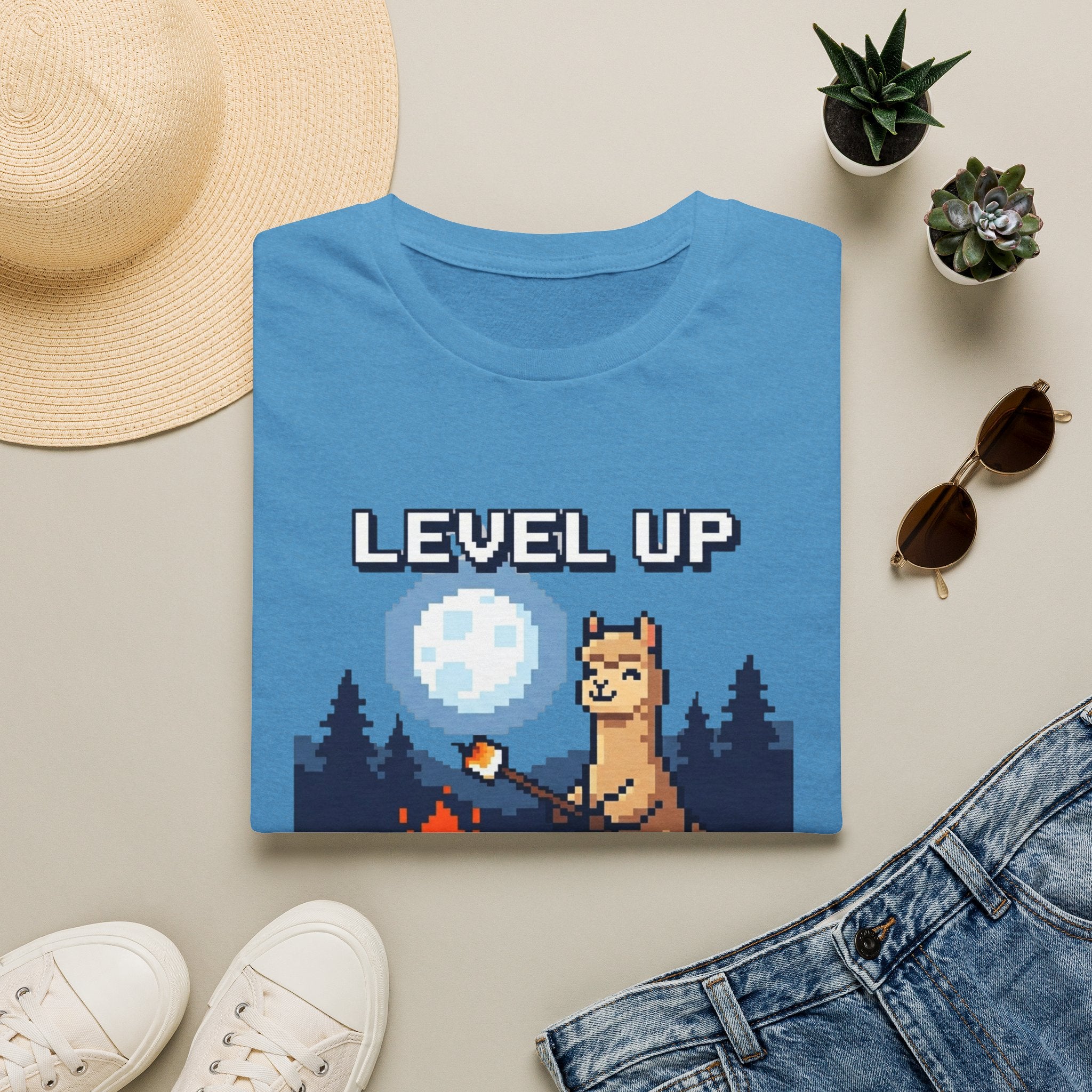 Level Up Alpaca Campfire T-Shirt