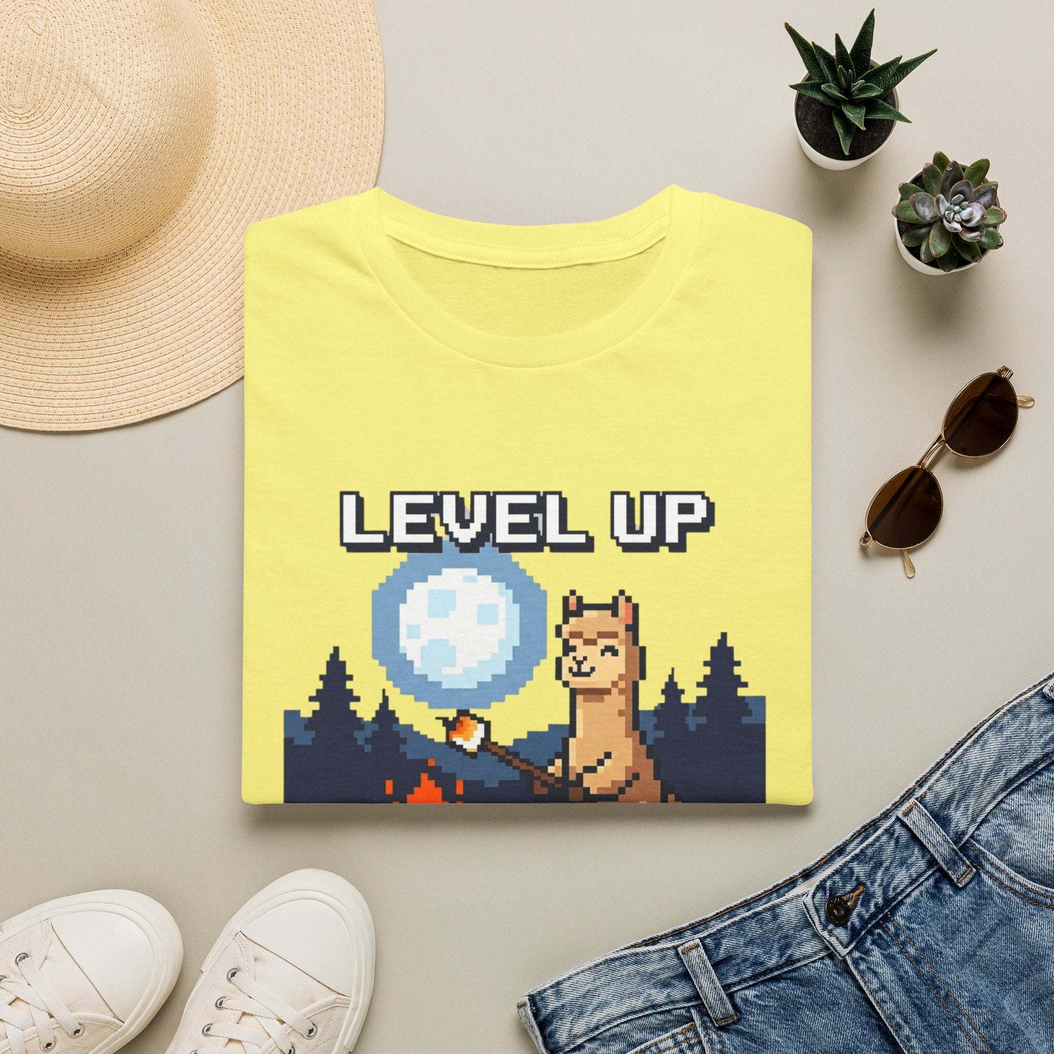 Level Up Alpaca Campfire T-Shirt