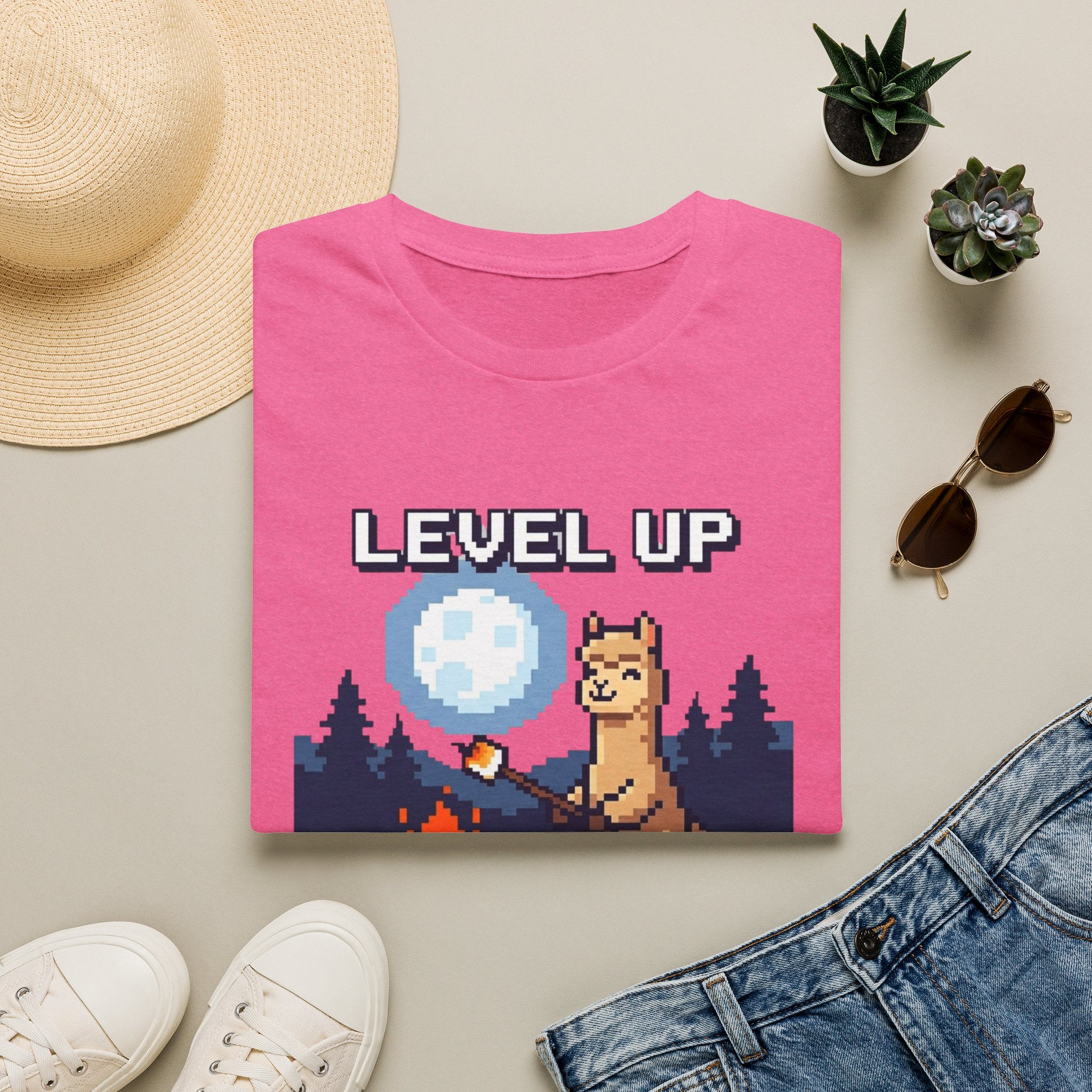 Level Up Alpaca Campfire T-Shirt
