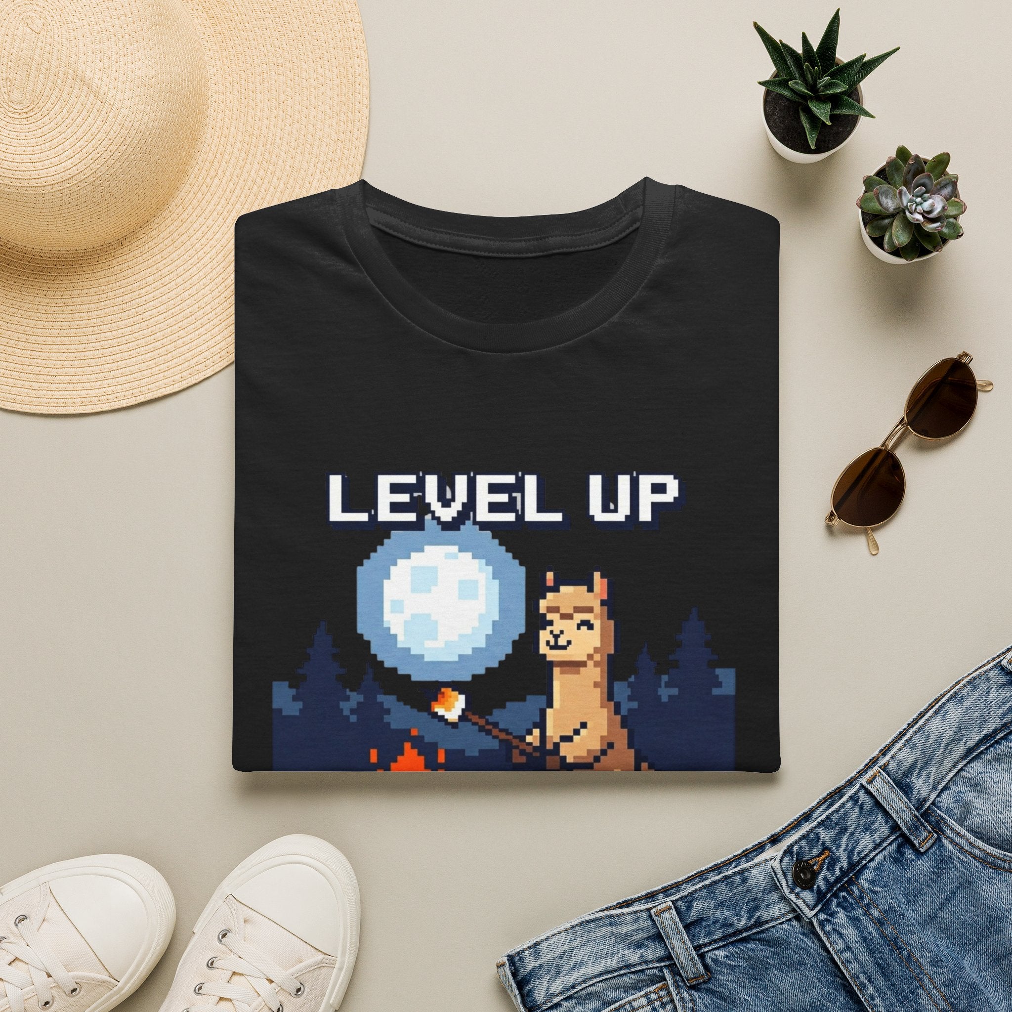 Level Up Alpaca Campfire T-Shirt