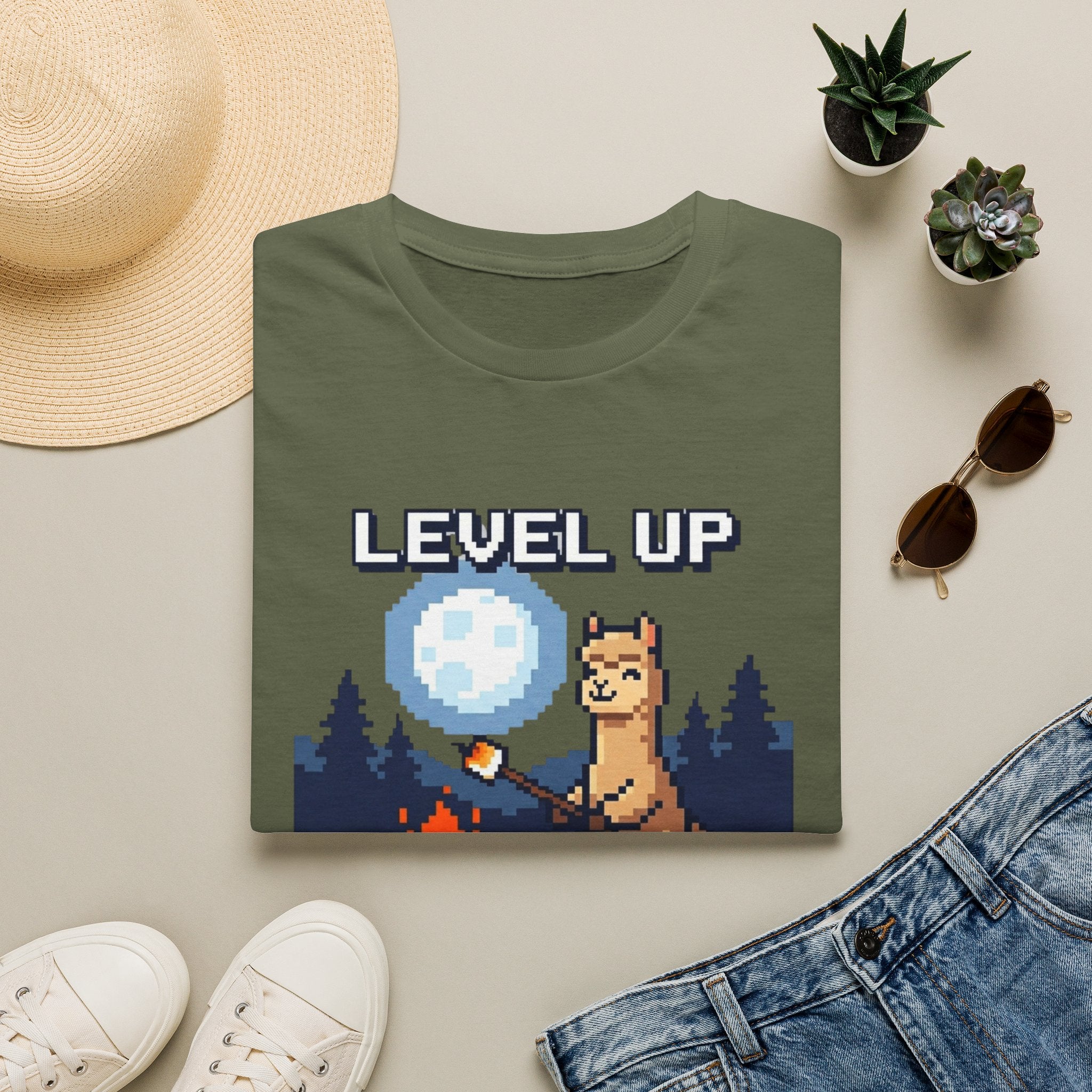 Level Up Alpaca Campfire T-Shirt