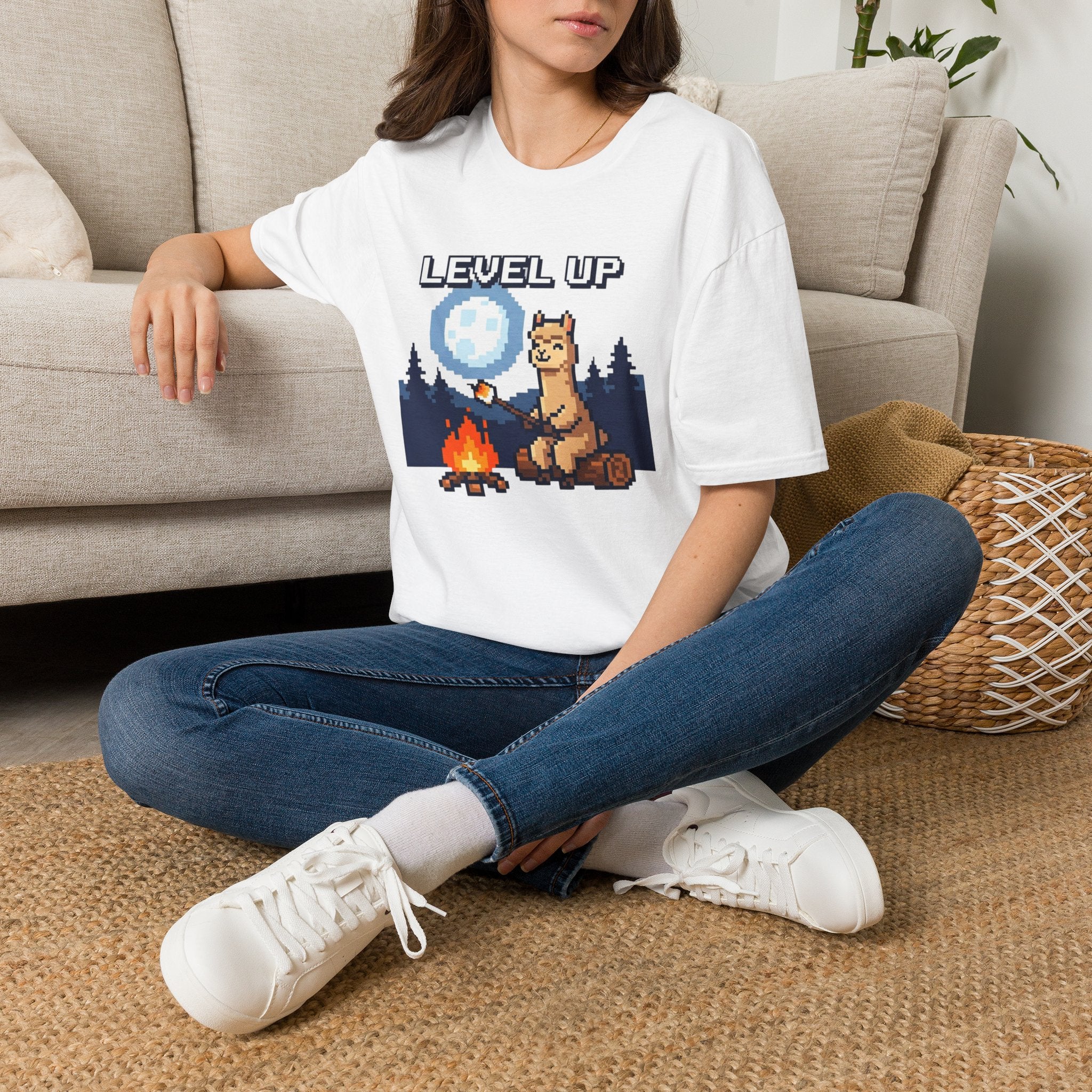 Level Up Alpaca Campfire T-Shirt