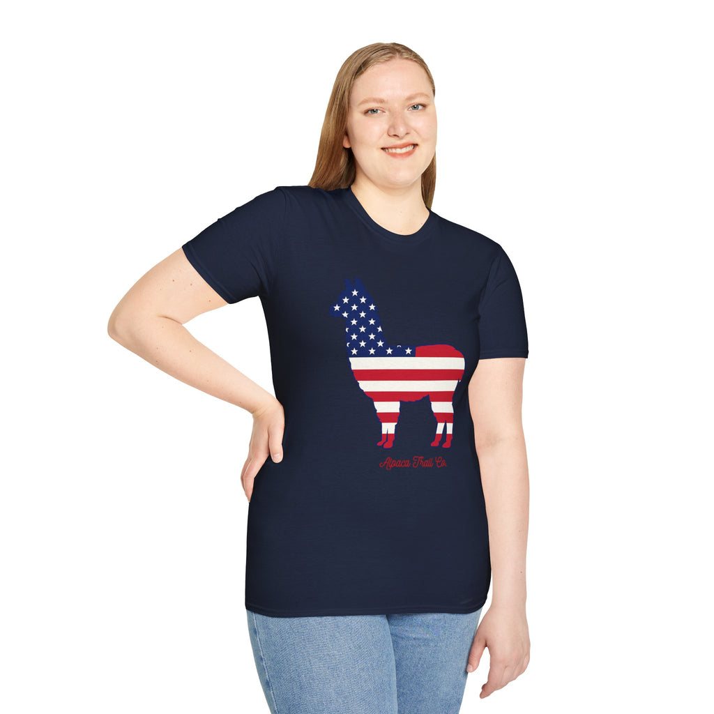 Alpaca American Flag Silhouette T-Shirt